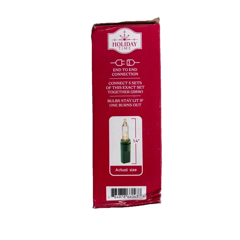 100 Count Clear Incandescent Mini Lights Green Wire 21 Ft Holidays Weddings New!